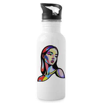 Portrait abstrait coloré dans le style pop art - Gourde avec paille intégrée - blanc - Droite