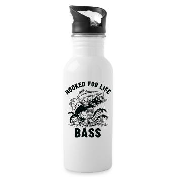 Fishing for sea bass river - Water bottle with straw - white - Right