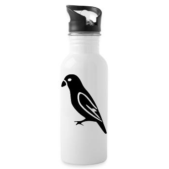 Cadeau de l’oiseau noir amoureux de la nature - Gourde avec paille intégrée - blanc - Droite