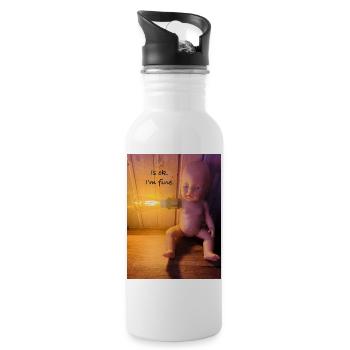LichtDoll Kunst Is ok Im Fine - Trinkflasche mit integriertem Trinkhalm - Weiß - Rechts