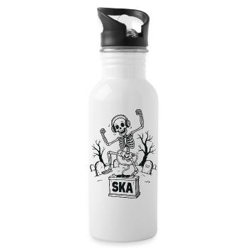 Squelette ska dansant dans le cimetière - Gourde avec paille intégrée - blanc - Droite
