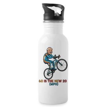 60 Is The New 20 MPH Cycling Sticker - Water bottle with straw - white - Right