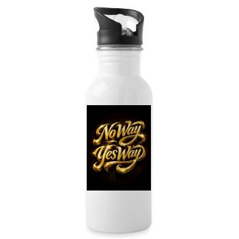 Golden No Way Yes Way Typografie - Trinkflasche mit integriertem Trinkhalm - Weiß - Rechts