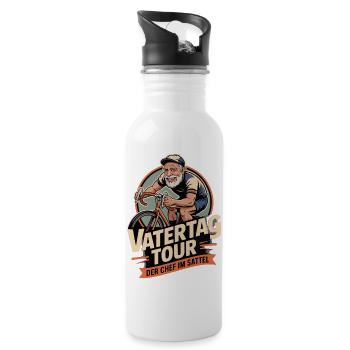 Fahrrad Papa Vatertag Geschenk Chef im Sattel 2026 - Trinkflasche mit integriertem Trinkhalm - Weiß - Rechts