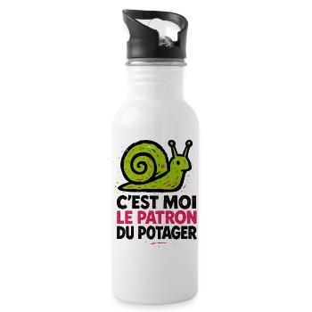 Escargot patron du potager jardinage humour - Gourde avec paille intégrée - blanc - Droite