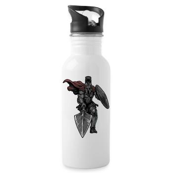 Spartan Warrior Spear Shield Maskottchen-Sport - Trinkflasche mit integriertem Trinkhalm - Weiß - Rechts