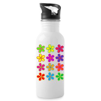 Daisy Flowers - Water bottle with straw - white - Right