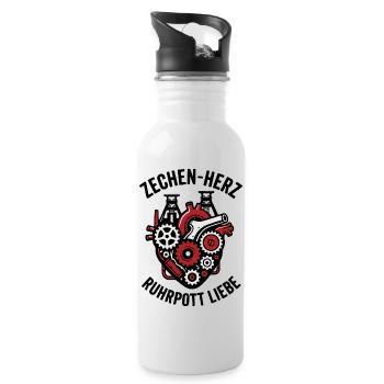 Zechen Herz, T-shirt Ruhrpott, Sweat à capuche, Sac, Tasse - Gourde avec paille intégrée - blanc - Droite