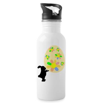 Osterhase Hase Ostergeschenke Ostereier - Trinkflasche mit integriertem Trinkhalm - Weiß - Rechts