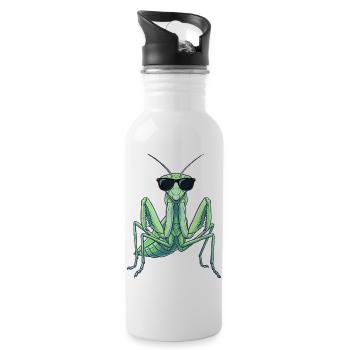 Gottesanbeterin Kung Fu Kampfkunst - Trinkflasche mit integriertem Trinkhalm - Weiß - Rechts