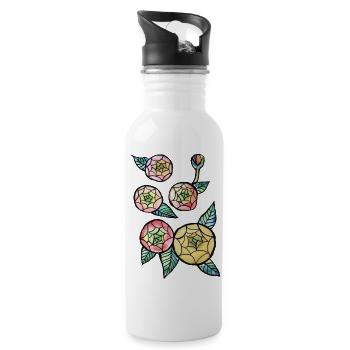 Buntglas-Bloom-Trio - Trinkflasche mit integriertem Trinkhalm - Weiß - Rechts