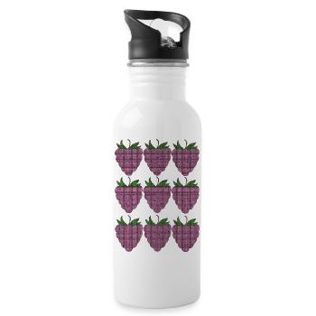 himbeer Muster Textile - Trinkflasche mit integriertem Trinkhalm - Weiß - Rechts