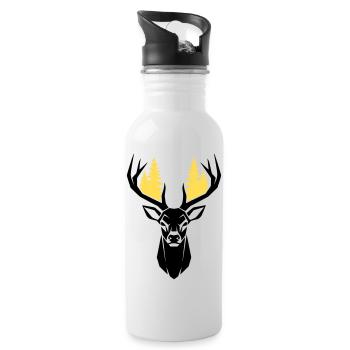 Silhouette de la forêt de tête de cerf - Gourde avec paille intégrée - blanc - Droite