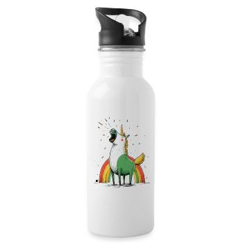 Einhorn mit Regenbogenzauber - Trinkflasche mit integriertem Trinkhalm - Weiß - Rechts