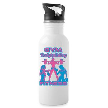 Fitness-gymGirls - Water bottle with straw - white - Right