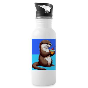 loutre - Gourde avec paille intégrée - blanc - Droite