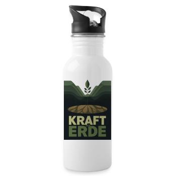 Kraft der Erde 1930s Plakat Natur Landwirtschaft - Trinkflasche mit integriertem Trinkhalm - Weiß - Rechts
