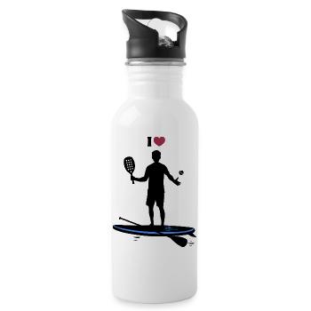 Ich liebe Padel – Humor, Paddel und Sport - Trinkflasche mit integriertem Trinkhalm - Weiß - Rechts