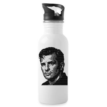 Jack Kerouac Halftone Portrait - Water bottle with straw - white - Right