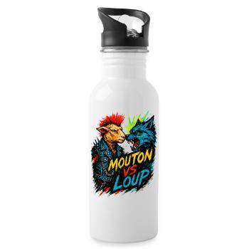 Mouton Punk Contre Loup Féroce - Gourde avec paille intégrée - blanc - Droite
