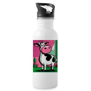 cow - Water bottle with straw - white - Right
