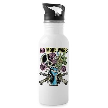 Peace Peace against War - Water bottle with straw - white - Right