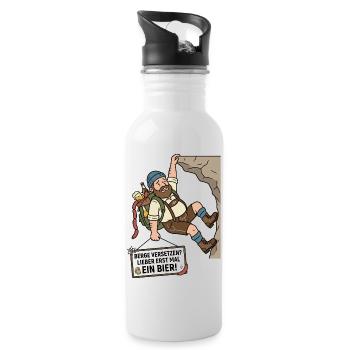 Berge versetzen Bier Humor - Trinkflasche mit integriertem Trinkhalm - Weiß - Rechts