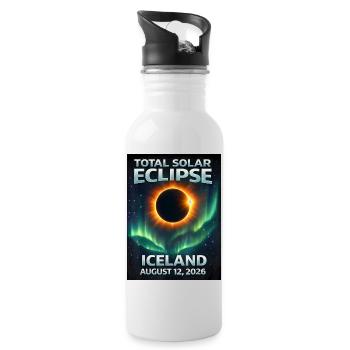 Éclipse solaire totale Islande 2026 Reykjavik - Gourde avec paille intégrée - blanc - Droite