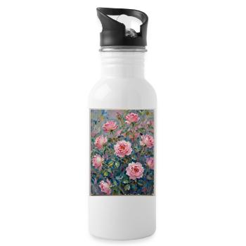 Rose impasto in a play of colours - Water bottle with straw - white - Right