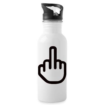 Middle Finger Hand Sign – Fuck You Symbol - Water bottle with straw - white - Right