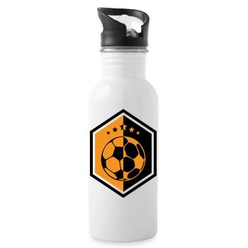 Orange Football-Wappen: Die Rüstung des Kapitäns - Trinkflasche mit integriertem Trinkhalm - Weiß - Rechts