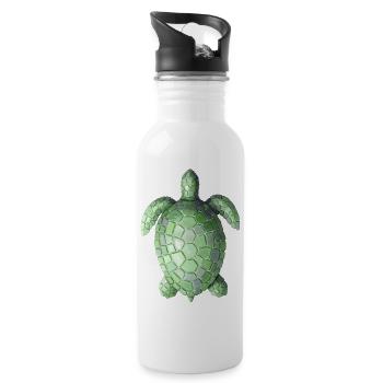 Mosaïque de Tortue - Cadeau pour les éventails de la mer - Gourde avec paille intégrée - blanc - Droite