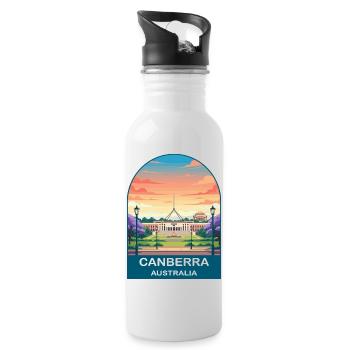 Canberra, Australiens Parlamentsgebäude, Reisekunst - Trinkflasche mit integriertem Trinkhalm - Weiß - Rechts