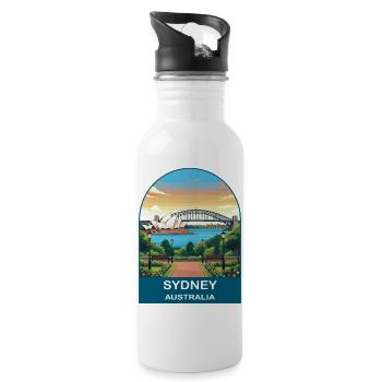 Art de l’affiche de voyage à l’Opéra de Sydney, Australie - Gourde avec paille intégrée - blanc - Droite