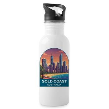 Gold Coast Australien Surfer Paradies Reisekunst - Trinkflasche mit integriertem Trinkhalm - Weiß - Rechts