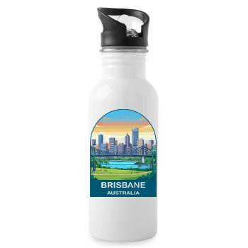 Brisbane Australia Story Bridge Travel Poster - Trinkflasche mit integriertem Trinkhalm - Weiß - Rechts