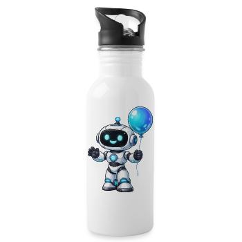 Petit robot avec ballon - Gourde avec paille intégrée - blanc - Droite