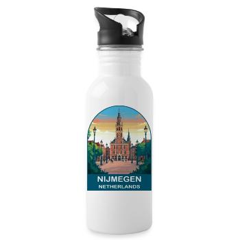 Nijmegen Niederlande Vintage City Reiseplakat - Trinkflasche mit integriertem Trinkhalm - Weiß - Rechts