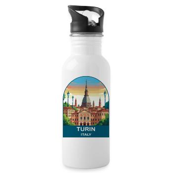 Art d’affiches de voyage vintage à Turin, Italie - Gourde avec paille intégrée - blanc - Droite