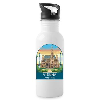 Vienna Austria Vintage-Reiseplakat - Trinkflasche mit integriertem Trinkhalm - Weiß - Rechts