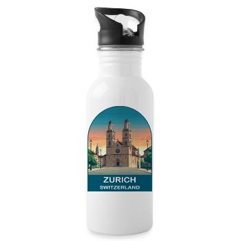 Affiche de voyage vintage Zurich Suisse - Gourde avec paille intégrée - blanc - Droite