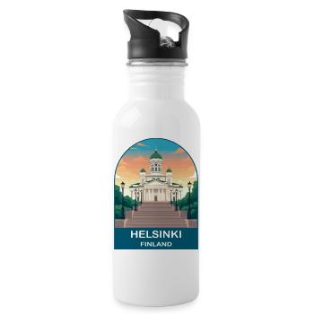 Affiche de voyage vintage Helsinki Finland - Gourde avec paille intégrée - blanc - Droite