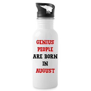 Babygeschenk-Genies werden im August geboren - Trinkflasche mit integriertem Trinkhalm - Weiß - Rechts