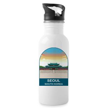 Palais de Séoul Corée du Sud Art de voyage vintage - Gourde avec paille intégrée - blanc - Droite