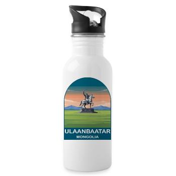 Ulaanbaatar Mongolei Vintage-Reise-Kunstplakat - Trinkflasche mit integriertem Trinkhalm - Weiß - Rechts