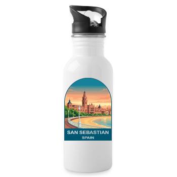 Affiche de voyage vintage de San Sebastian Espagne - Gourde avec paille intégrée - blanc - Droite