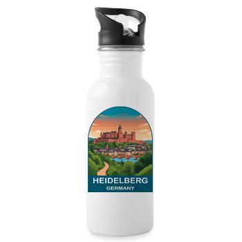 Heidelberg Germany Vintage Travel Poster - Water bottle with straw - white - Right
