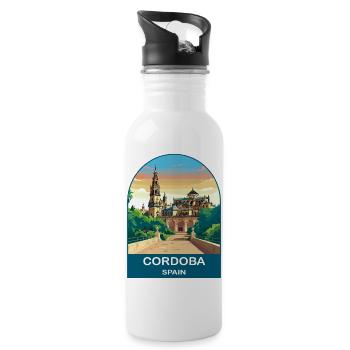 Cordoba Spain Vintage Travel Poster Art - Water bottle with straw - white - Right