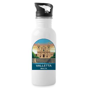Art d’affiches de voyage vintage à La Valette Malte - Gourde avec paille intégrée - blanc - Droite