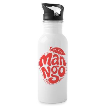 Groovy Mango Fruit Typografie - Trinkflasche mit integriertem Trinkhalm - Weiß - Rechts